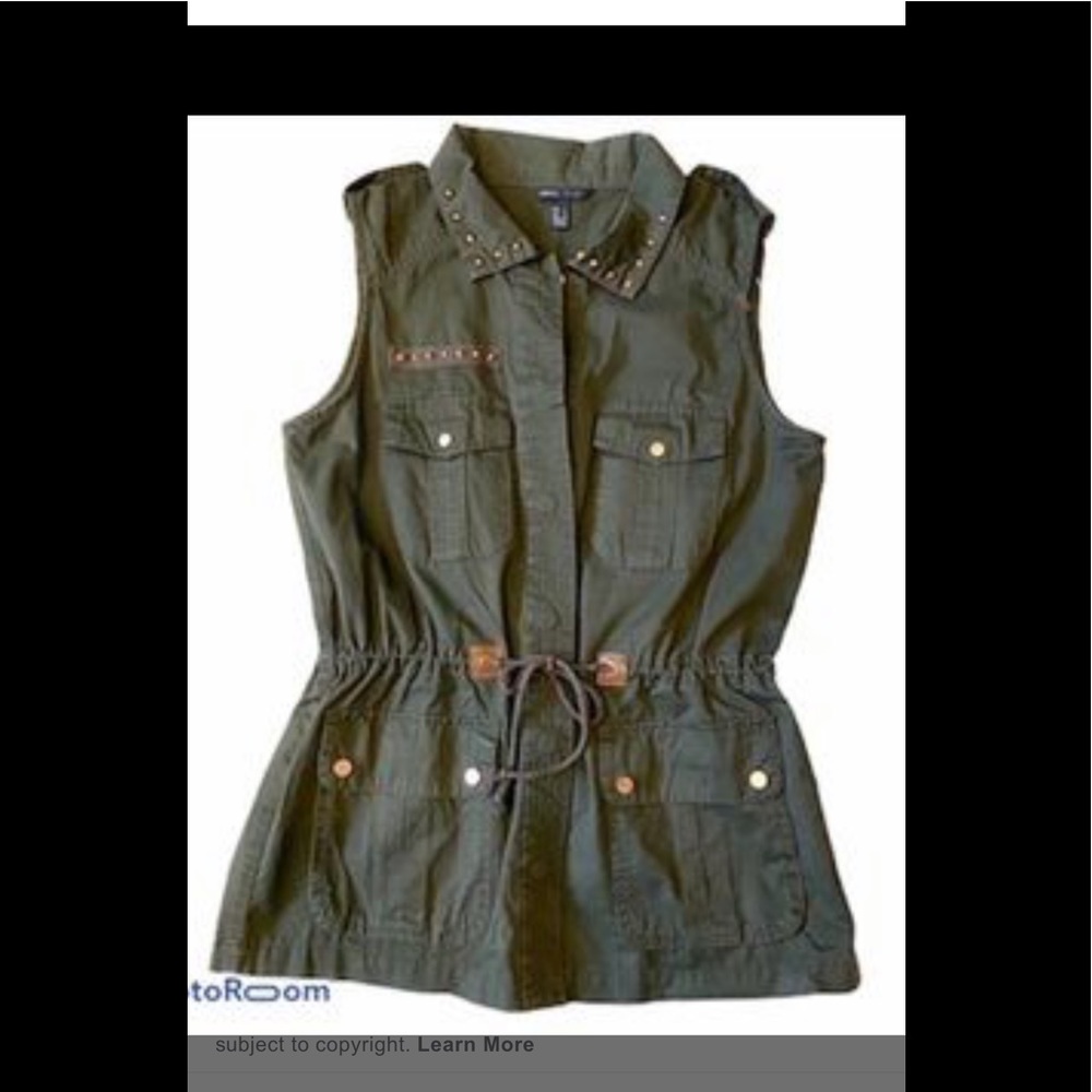 Mango safari vest olive green copper details